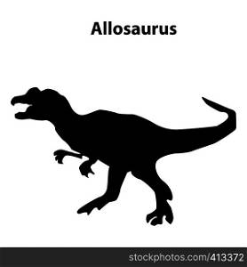 Allosaurus dinosaur black silhouettes isolated on white background. Allosaurus dinosaur silhouette