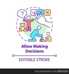 Allow making decisions concept icon. Kid making choice abstract idea thin line illustration. Family hierarchy. Childs responsibility. Vector isolated outline color drawing. Editable stroke. Allow making decisions concept icon