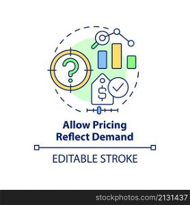 Allow pricing reflect demand concept icon. Dynamic pricing advantage abstract idea thin line illustration. Isolated outline drawing. Editable stroke. Roboto-Medium, Myriad Pro-Bold fonts used. Allow pricing reflect demand concept icon