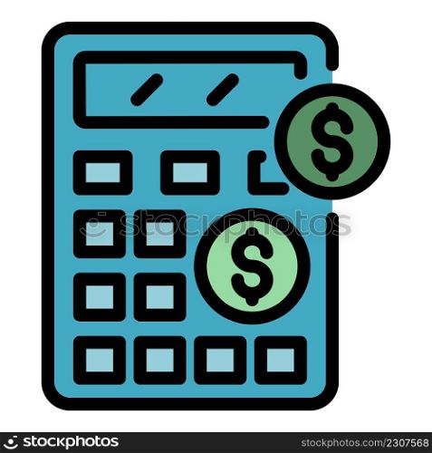 Allowance money calculator icon. Outline allowance money calculator vector icon color flat isolated. Allowance money calculator icon color outline vector