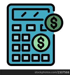 Allowance money calculator icon. Outline allowance money calculator vector icon color flat isolated. Allowance money calculator icon color outline vector