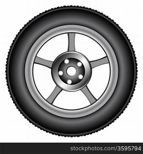 alloy wheel tyre against white background, abstract vector art illustration