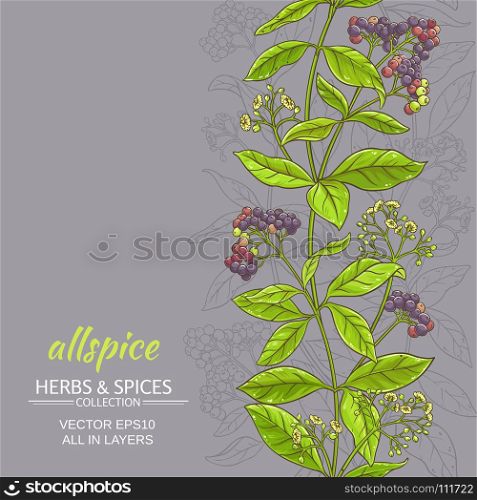 allspice vector background. allspice branches vector pattern on color background