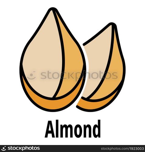 Almond icon. Outline almond vector icon color flat isolated on white. Almond icon color outline vector