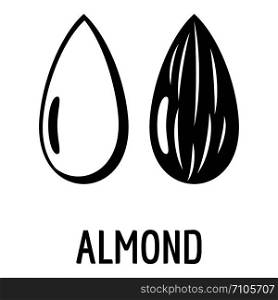 Almond icon. Simple illustration of almond vector icon for web design isolated on white background. Almond icon, simple style