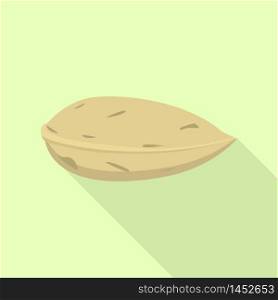 Almond in shell icon. Flat illustration of almond in shell vector icon for web design. Almond in shell icon, flat style