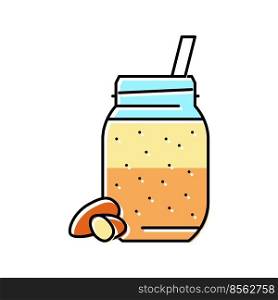 almond milk smoothie fruit juice food color icon vector. almond milk smoothie fruit juice food sign. isolated symbol illustration. almond milk smoothie fruit juice food color icon vector illustration