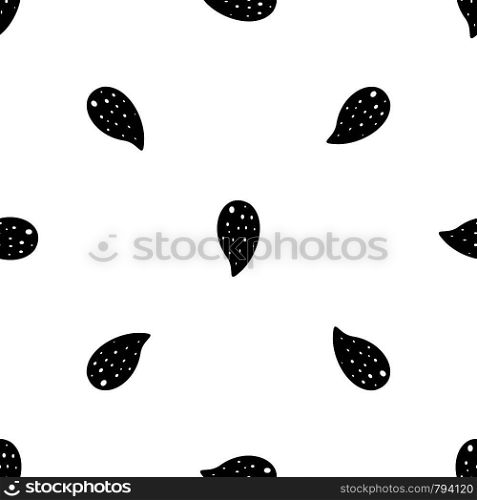 Almond nut pattern repeat seamless in black color for any design. Vector geometric illustration. Almond nut pattern seamless black