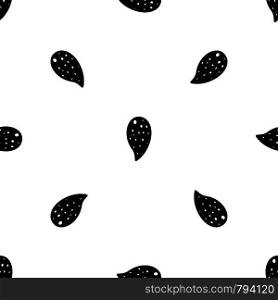 Almond nut pattern repeat seamless in black color for any design. Vector geometric illustration. Almond nut pattern seamless black