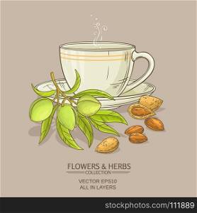 almond tea illustration. almond tea vector illustration on color background