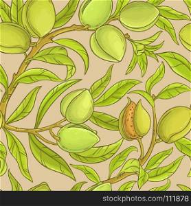 almond vector pattern. almond branches vector pattern on color background