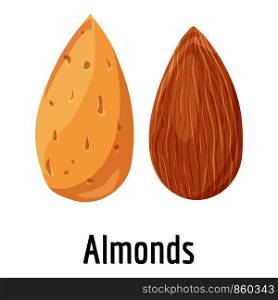 Almonds icon. Cartoon of almonds vector icon for web design isolated on white background. Almonds icon, cartoon style
