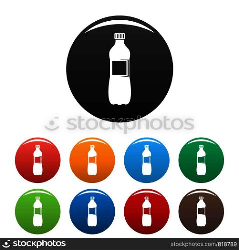 Aloe bottle icons set 9 color vector isolated on white for any design. Aloe bottle icons set color
