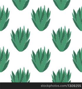 Aloe cacti wallpaper. Abstract cactus seamless pattern on white background. Design for fabric, textile print, wrapping paper. Creative vector illustration.. Aloe cacti wallpaper. Abstract cactus seamless pattern on white background.