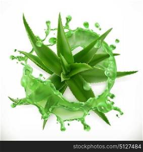 Aloe juice, health and care. 3d vector icon
