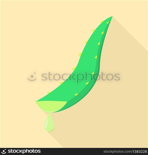 Aloe leaf oil icon. Flat illustration of aloe leaf oil vector icon for web design. Aloe leaf oil icon, flat style