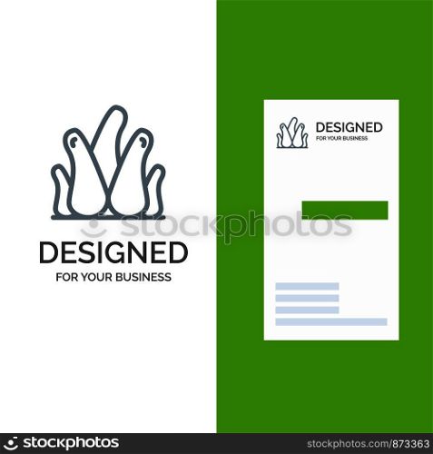 Aloe Plant, Aloe Vera, Natural, Succulent Plant Grey Logo Design and Business Card Template