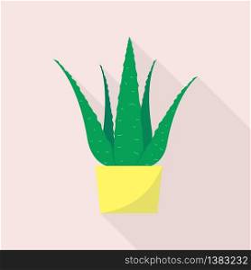 Aloe plant pot icon. Flat illustration of aloe plant pot vector icon for web design. Aloe plant pot icon, flat style
