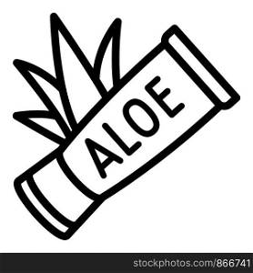 Aloe tube cream icon. Outline aloe tube cream vector icon for web design isolated on white background. Aloe tube cream icon, outline style
