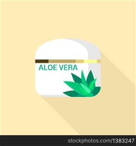 Aloe vera cream icon. Flat illustration of aloe vera cream vector icon for web design. Aloe vera cream icon, flat style
