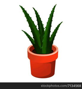 Aloe vera houseplant icon. Cartoon of aloe vera houseplant vector icon for web design isolated on white background. Aloe vera houseplant icon, cartoon style