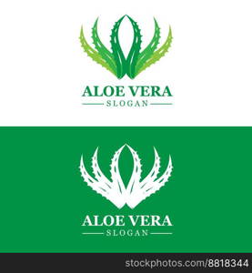 Aloe Vera Logo, Health Leaf Vector, Design Suitable For Beauty Salon, Organic Recycling, Skin Health Leaf