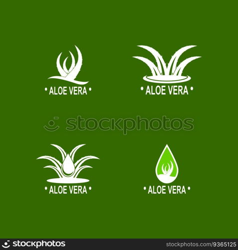 Aloe vera logo illustration template design