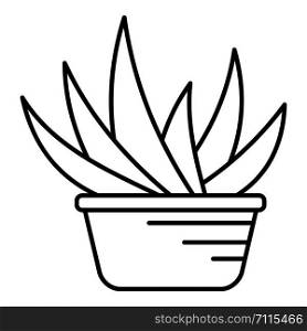 Aloe vera pot icon. Outline illustration of aloe vera pot vector icon for web design isolated on white background. Aloe vera pot icon, outline style