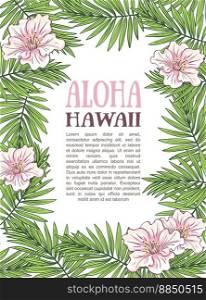 Aloha hawaii palm leaves on the white background vector image