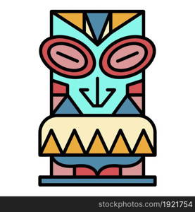 Aloha wood idol icon. Outline aloha wood idol vector icon color flat isolated on white. Aloha wood idol icon color outline vector