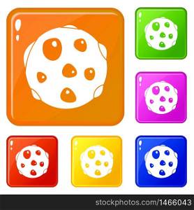 Alone planet icons set collection vector 6 color isolated on white background. Alone planet icons set vector color