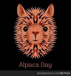 Alpaca Day. National holiday in Peru. Blonde Head, face, alpaca portrait. Alpaca Day. National holiday in Peru. Blonde Head, face alpaca