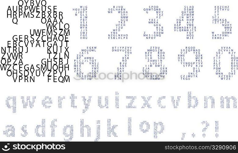 alphabet and numbers made of characters