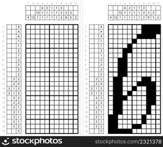 Alphabet B Lowercase Nonogram Pixel Art, Character B, Language Letter Graphemes Symbol Vector Art Illustration, Logic Puzzle Game Griddlers, Pic-A-Pix, Picture Paint By Numbers, Picross