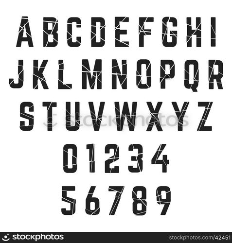 Alphabet broken font template. Alphabet font template. Letters broken ...