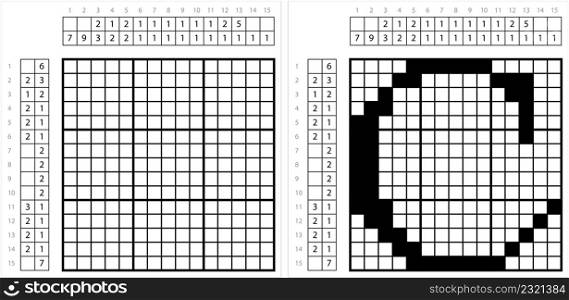 Alphabet C Nonogram Pixel Art, Character C, Language Letter Graphemes Symbol Vector Art Illustration, Logic Puzzle Game Griddlers, Pic-A-Pix, Picture Paint By Numbers, Picross