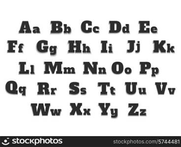 Alphabet. Classic style font, black . Standard font for advertising, graphic, print or web design.