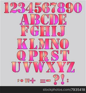 alphabet design. vector illustration. alphabet and numbers