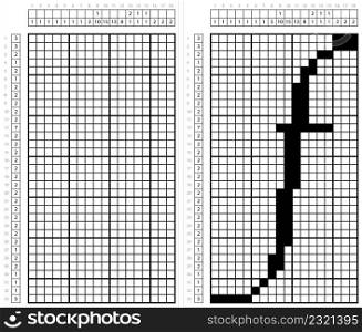 Alphabet F Lowercase Nonogram Pixel Art, Character F, Language Letter Graphemes Symbol Vector Art Illustration, Logic Puzzle Game Griddlers, Pic-A-Pix, Picture Paint By Numbers, Picross