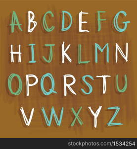 Alphabet font English Language Character Draw Cartoon Design Vector