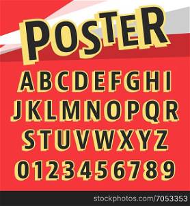 Alphabet font template. Alphabet font template. Set of letters and numbers poster design. Vector illustration.