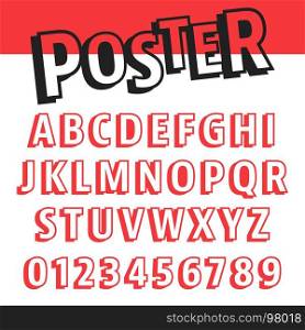 Alphabet font template. Alphabet font template. Set of letters and numbers poster design. Vector illustration.