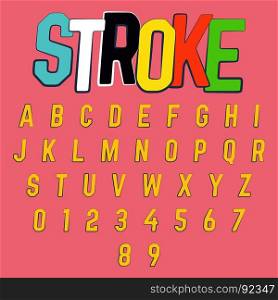 Alphabet font template. Alphabet font template. Set of letters and numbers stroke design. Vector illustration.