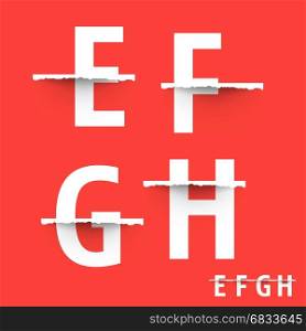Alphabet font template. Alphabet font template. Set of letters E, F, G, H logo or icon. Vector illustration.