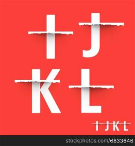 Alphabet font template. Alphabet font template. Set of letters I, J, K, L logo or icon. Vector illustration.