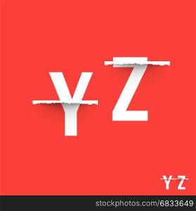 Alphabet font template. Alphabet font template. Set of letters Y, Z logo or icon. Vector illustration.