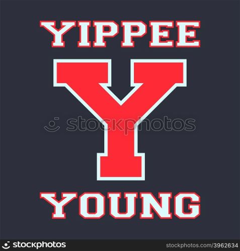 Alphabet font template. Letter Y. T-shirt print design. Printing and stamp, badge applique label t-shirts, jeans, casual wear. Vector illustration