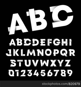 Alphabet font template. Letters and numbers gradient shadow design. Vector illustration.. Alphabet font template. Letters and numbers gradient shadow design