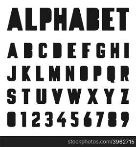 Alphabet font template. Letters and numbers. Vector illustration. Alphabet font template