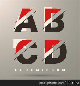 Alphabet font template. Set of letters A, B, C, D logo or icon. Vector illustration.